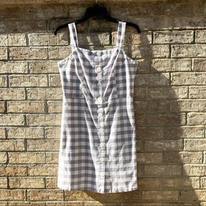 White and Gray Checkered Button Down Dress